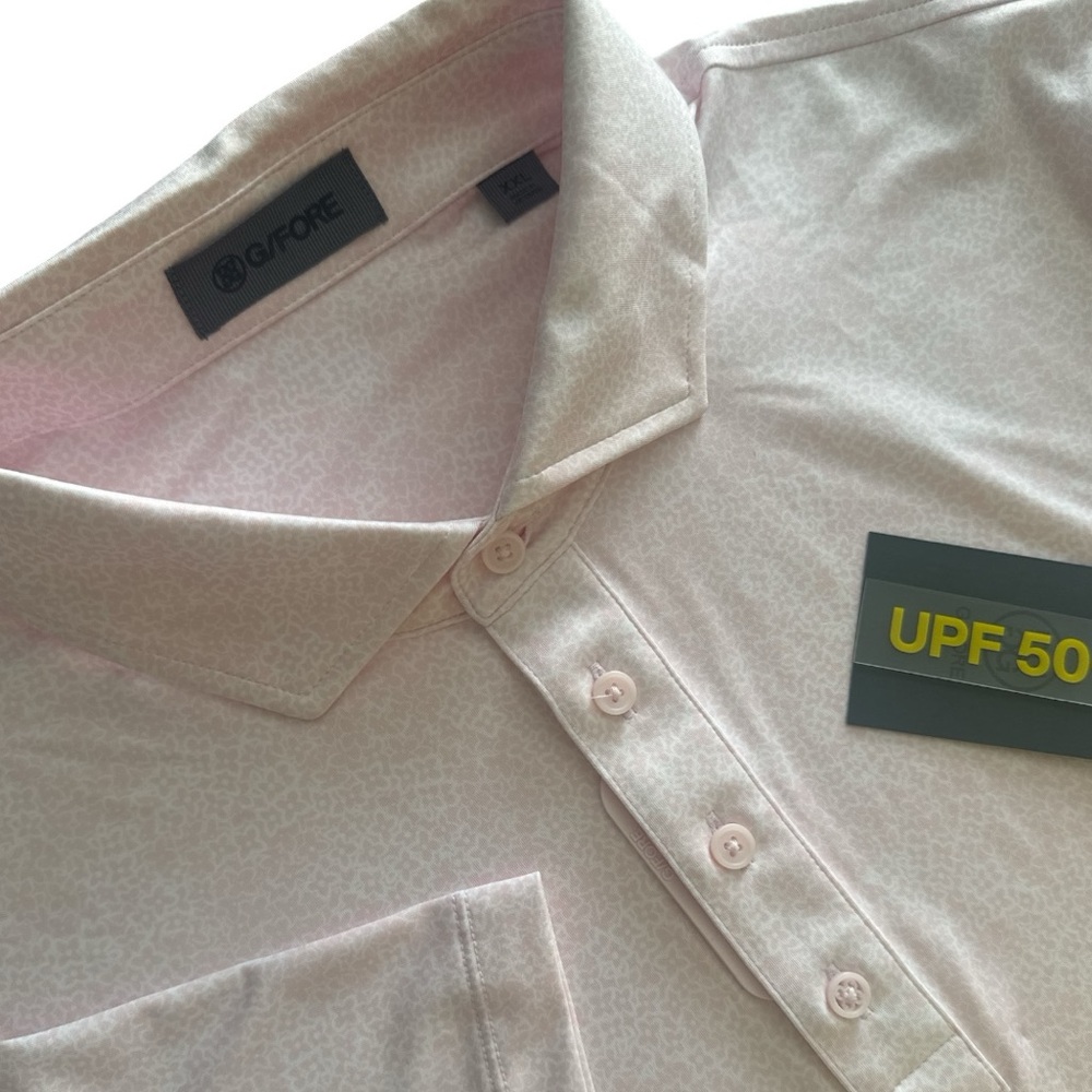 NWT G/Fore XXL Pink Blush Tiny Flower Print POLO Moisture Wicking UPF 50+ $110